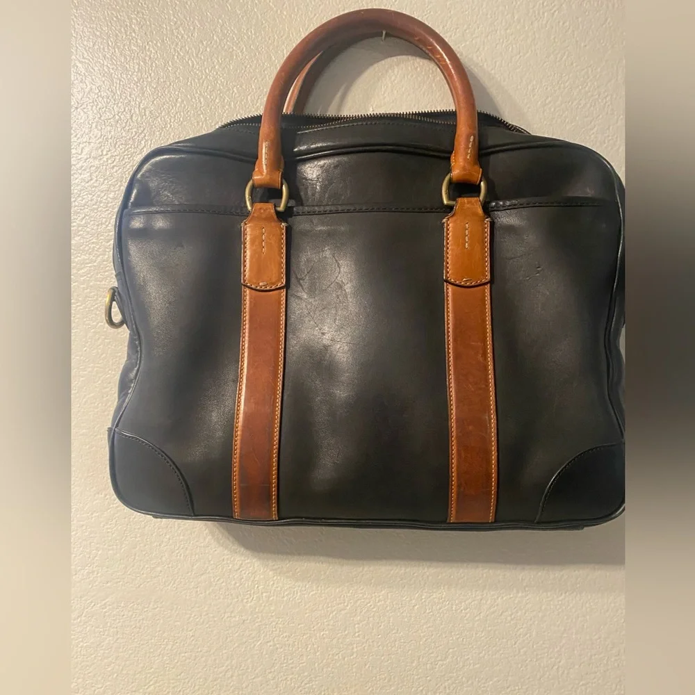 Ralph Lauren Leather Satchel Vintage Laptop Bag Black Brown
